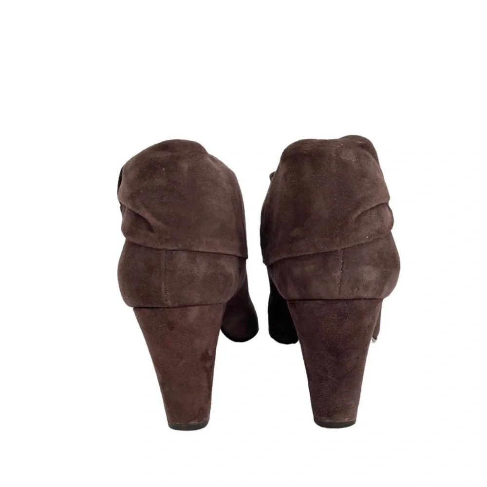 Kate Spade Brown Suede Bow Ankle Booties Heels Slip-On Block Heel Women’s Size 8
